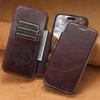 Магнитный чехол-бумажник с откидной крышкой для iPhone 12/13 - Кожа Oil Wax, Магнитная зарядка, Совместим с Apple 16/17 Pro Max