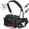 HAKAWAFLY Рыбалка Большая поясная широкая сумка для рыболовных снастей водонепроницаемая на бедро или левое плечо включает 2 держателя для удилищ и 5 карабинов, широко открывающаяся, вместительная,