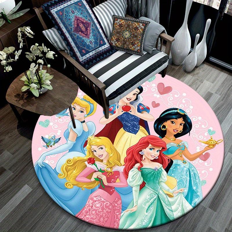 1pc Princess Round Area Rug,Non Slip,Machine Washable Polyester Carpet for Living Room,Bedroom Decor