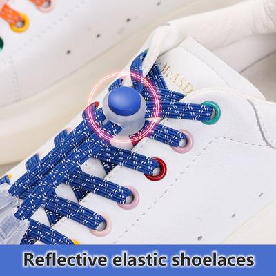 № 8, 1 пара светоотражающих эластичных шнурков, кроссовки, шнурки для кроссовок для детей и взрослых, быстрые без завязок, плоские резиновые ленты, светящиеся шнурки