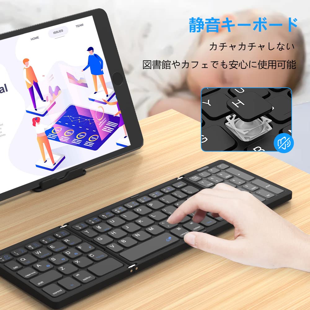Omikamo Wireless Foldable Wired with Numeric Bluetooth English Uses On 3 Compatible with Compact Japanese Instruction Manual Included Keyboard,