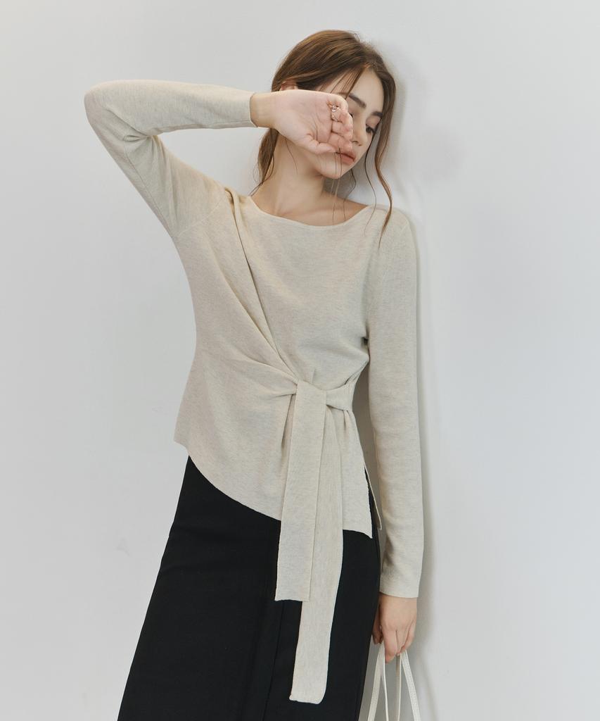 NON AND NON Boat Neck Tie Wrap Knit_Nfkn6600
