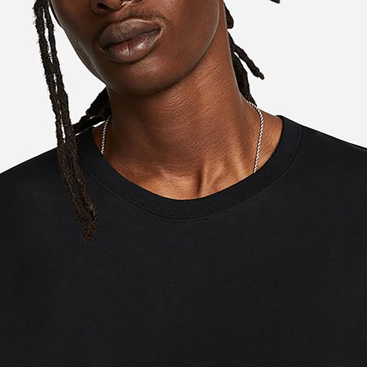 Nike Сплошной цвет с логотипом, свободная футболка с круглым вырезом, мужские топы, черный FB4396-010