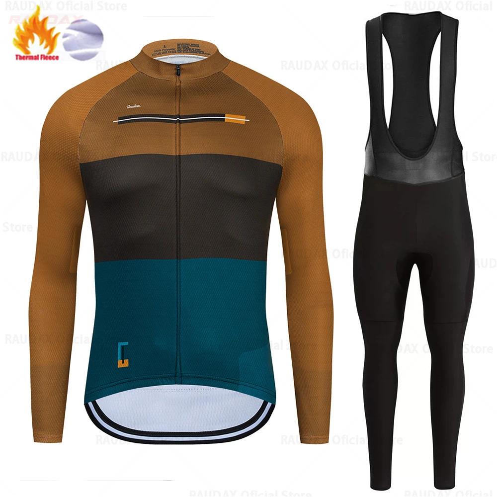 2025 Raudax Twelve Colors Winter Thermal Fleece Bicycle Clothing Cycling Jersey Set Bike MTB Riding Clothing Bib Pants Warm Sets