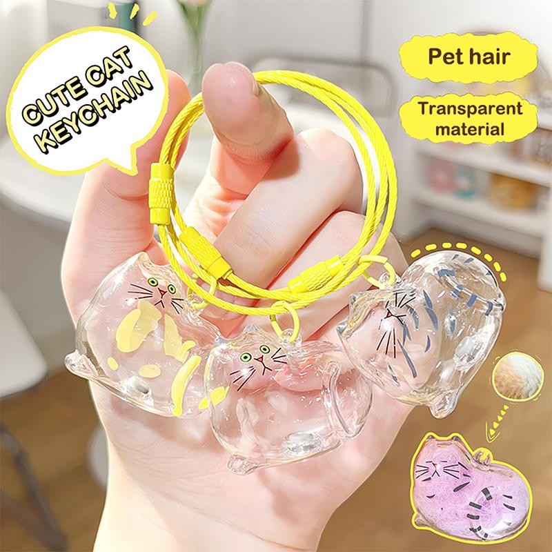 Cat Hair Storage Memorial Pendant Bag Charm,Pet Fur Keepsake Box,Keyring Diy Hangnging Decor Accessories,Gift For Cat Lovers