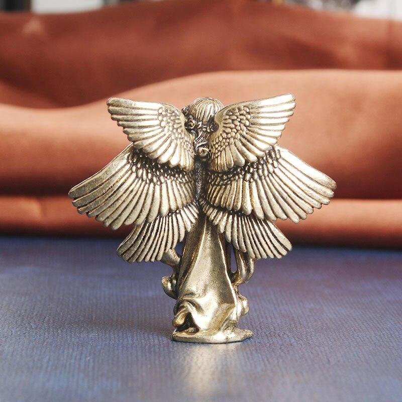 Медный шестикрылый ангел, Бог любви, статуя Купидона, маленькие украшения, латунные фигурки ангелов, настольные украшения, аксессуары для домашнего декора