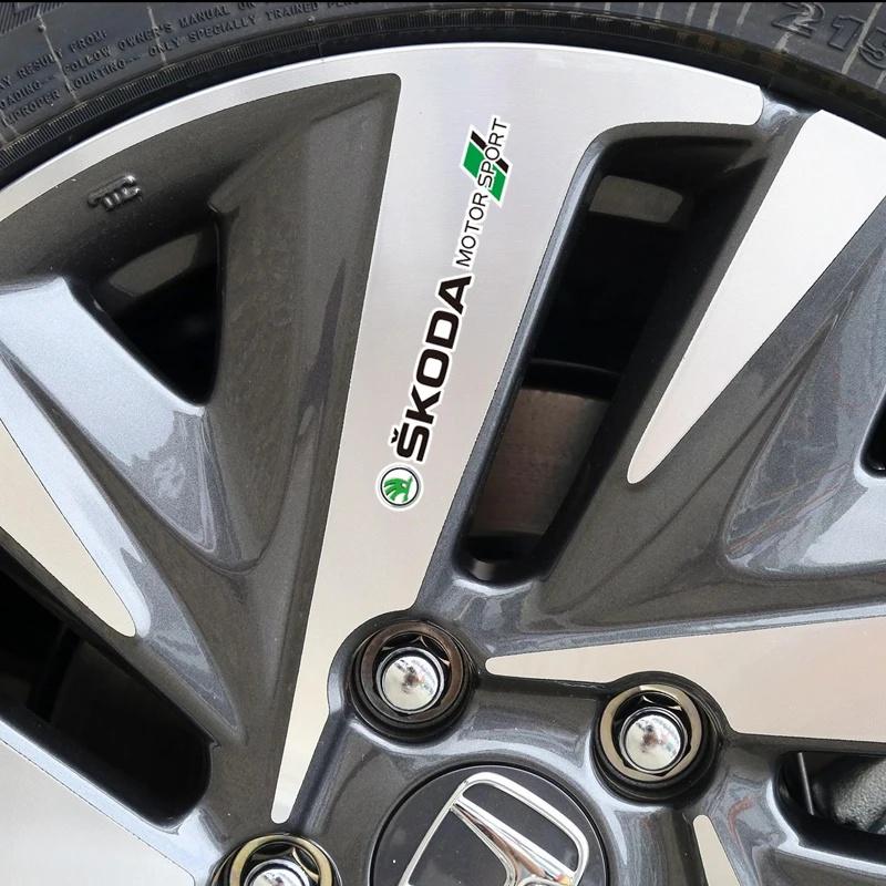 4 шт. Наклейка с логотипом Skoda для автомобиля, Наклейка на зеркало заднего вида и дворник, Наклейка с логотипом Motorsport для Octavia 3 Fabia Kodiaq Kamiq RS Rapid hbkm45