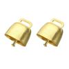 PATIKIL X X Mini Cowbell Iron Vintage Style Metal Festive Bell Animal Cowbell Set of 2 Gold 1.4 2.4 1.4" Anti-Lost