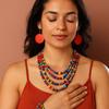 Handmade Vintage Boho Bib Beads Colorful Geometric Beaded Necklace  Bridal Jewelry