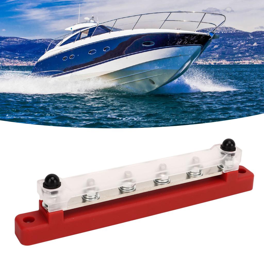 6 Post Power Distribution Terminal Block with Dust Cover M6 Studs 12V to 48V 150A for Cars Boats RVs