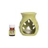 Aroma Set, Green Aroma Burner with Jasmine Aroma Oil and 4 Tea Light Candles Set,