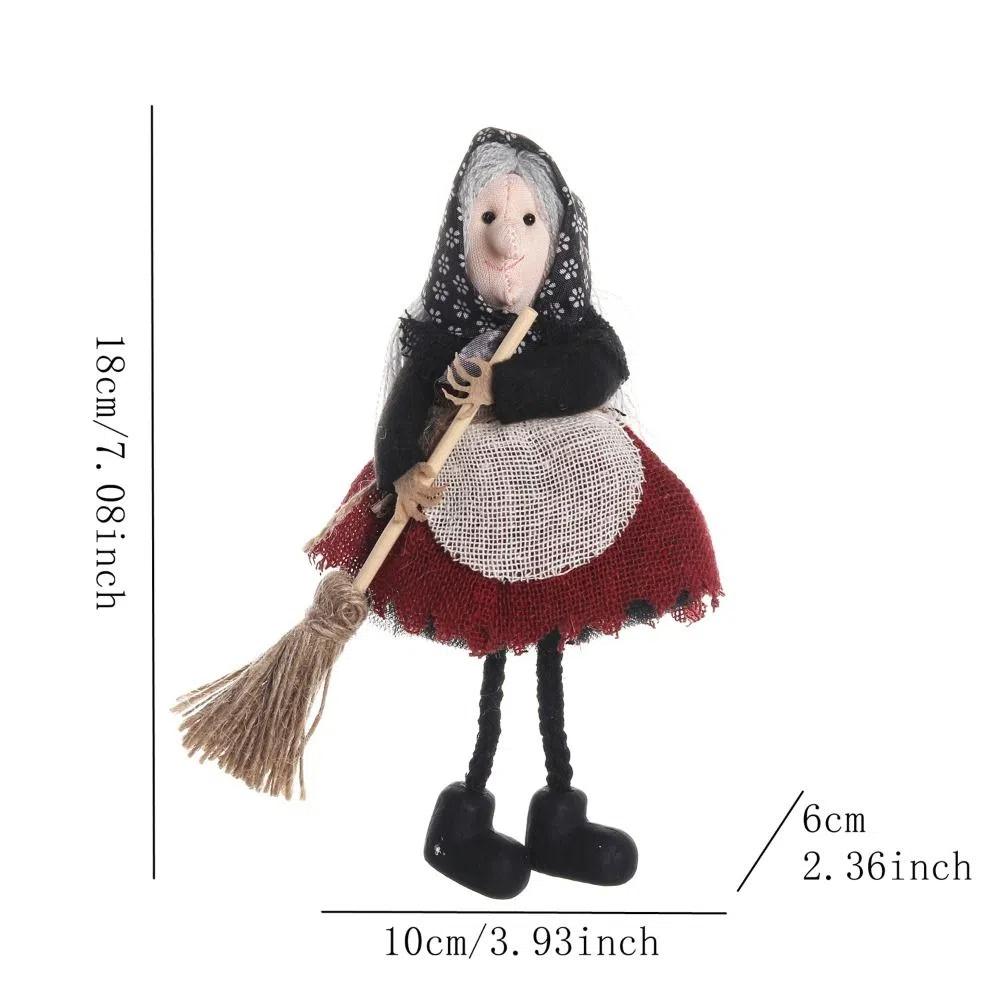 Scary Halloween Apron Witch Doll Cute Funny Broom Witch Decoration Handicraft Halloween Witch Pendant Haunted House
