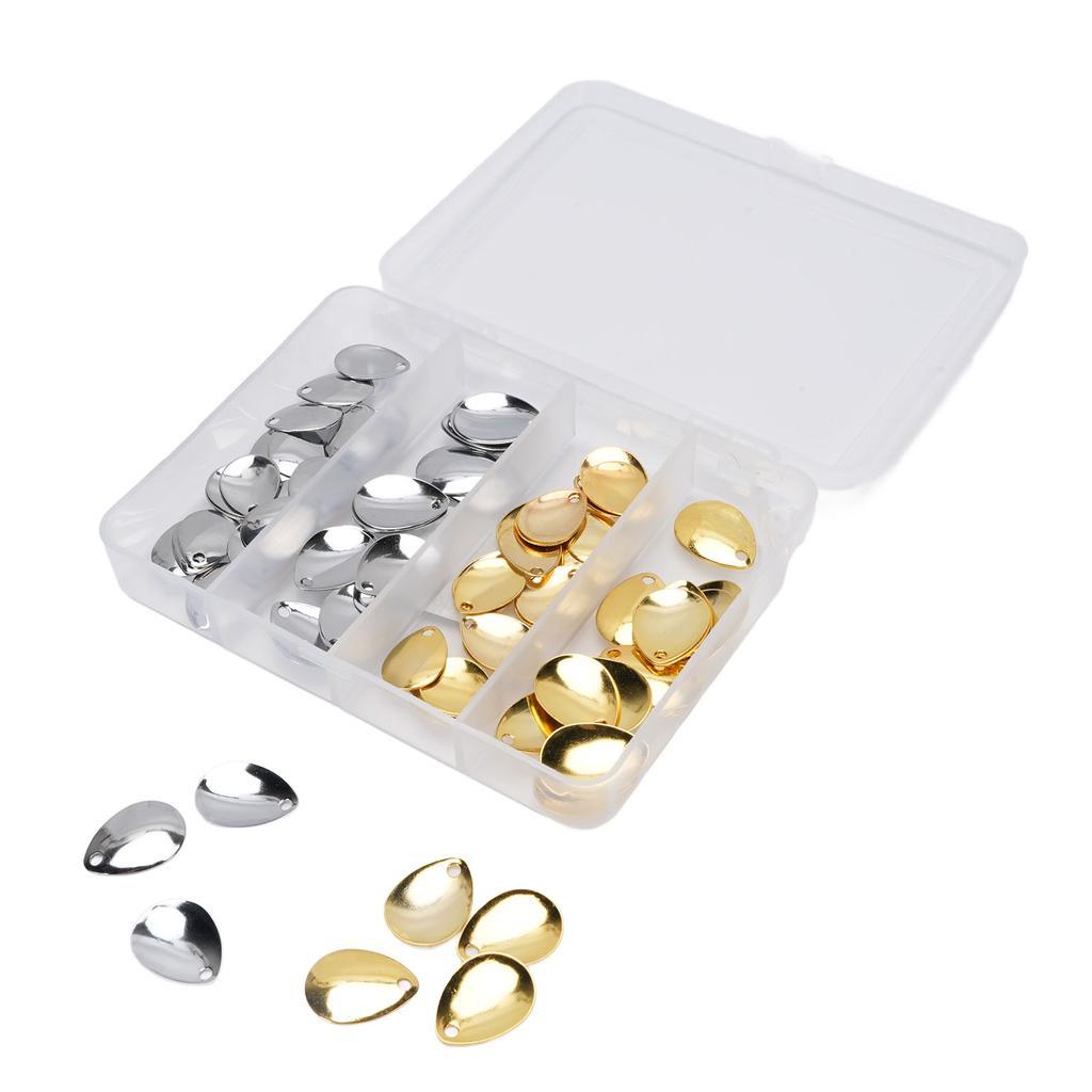 80Pcs Fishing Rotating Blades Stainless Steel Fishing Spoon Rigs for Saltwater and Freshwater Gold Silver