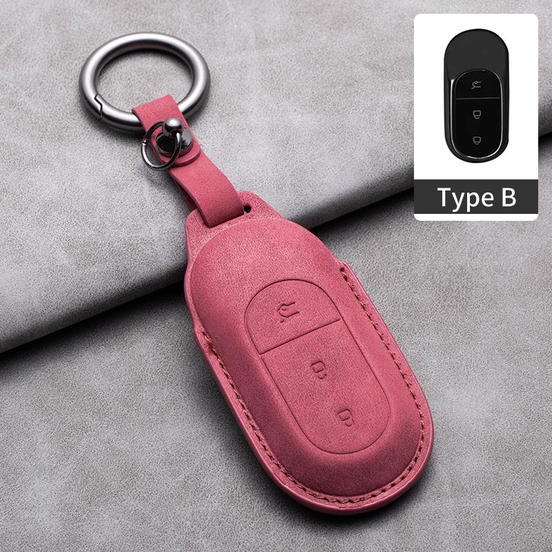 Leather Car Key Case Cover for Leapmotor T03 S01 C11 for 2025 Leapmotor C01 T03 S01 C11 Leap Motor Holder Key Fob Keychain