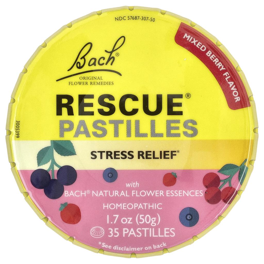 Bach Rescue® Piesteel, Снятие стресса, Вкус лесных ягод, 35 таблеток, 1,7 унции (50 г)