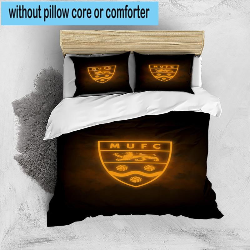 3pcs Football Crest Printed Bedding Set Duvet Cover Closure Includes 1 Duvet Cover & 2 Pillowcases Bedding Sets Home Decor Gifts
