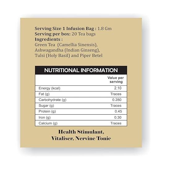 Травяной зеленый чай Ашваганда/богатый антиоксидантами/смесь ашваганды, тулси и пайпер бетеля для повышения иммунитета и балансировки веса тела/20 пакетиков