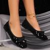 2024 Solid Color Women's Flat Shoes Sequin Square Toe Versatile Shallow Mouth Lightweight Spring and Autumn Women's Shoes
