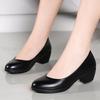 Fashion Women's High Heels Square Heel Womens Leather Shoes Shallow Non Slip Work Shoes Lightweight Fashion Women Shoes Autumn 2025 New