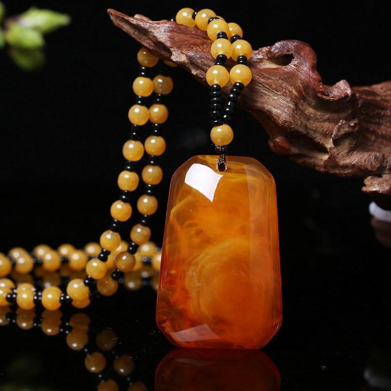 Подвеска из старого воска и пчелиного воска, ожерелье в этническом стиле, женское длинное ожерелье с каплями воды, винтажная янтарная цепочка для свитера, кулон, универсальные аксессуары