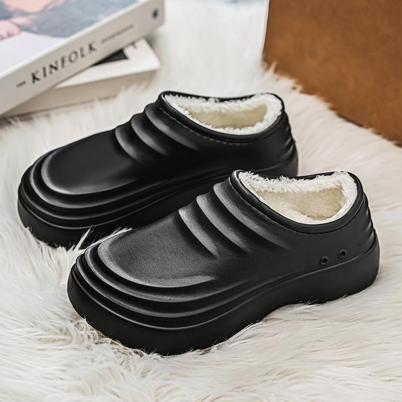 Зимние мужские кухонные туфли на меху, удобные садовые сабо, водонепроницаемые поварские туфли, обувь для медсестер, маслянистые тапочки для работников по уходу за домашними животными