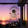 Holiday Wind Chime Halloween Ghost Decoration, Vintage Sun Catcher with Faux Crystal Drops Tassels, Acrylic Hanging Ornament for Party Window