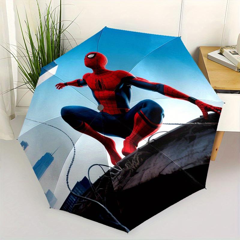 Spider-Man, Web-Slinger Automatic Opening and Closing Umbrella, Compact Travel Umbrella, Lightweight and Portable, Suitable for Beach Commut