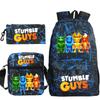 Stumble Guys Collision Party Game Merchandise Printed Backpack Crossbody Bag Stationery Bag School Bag Three-piece Set