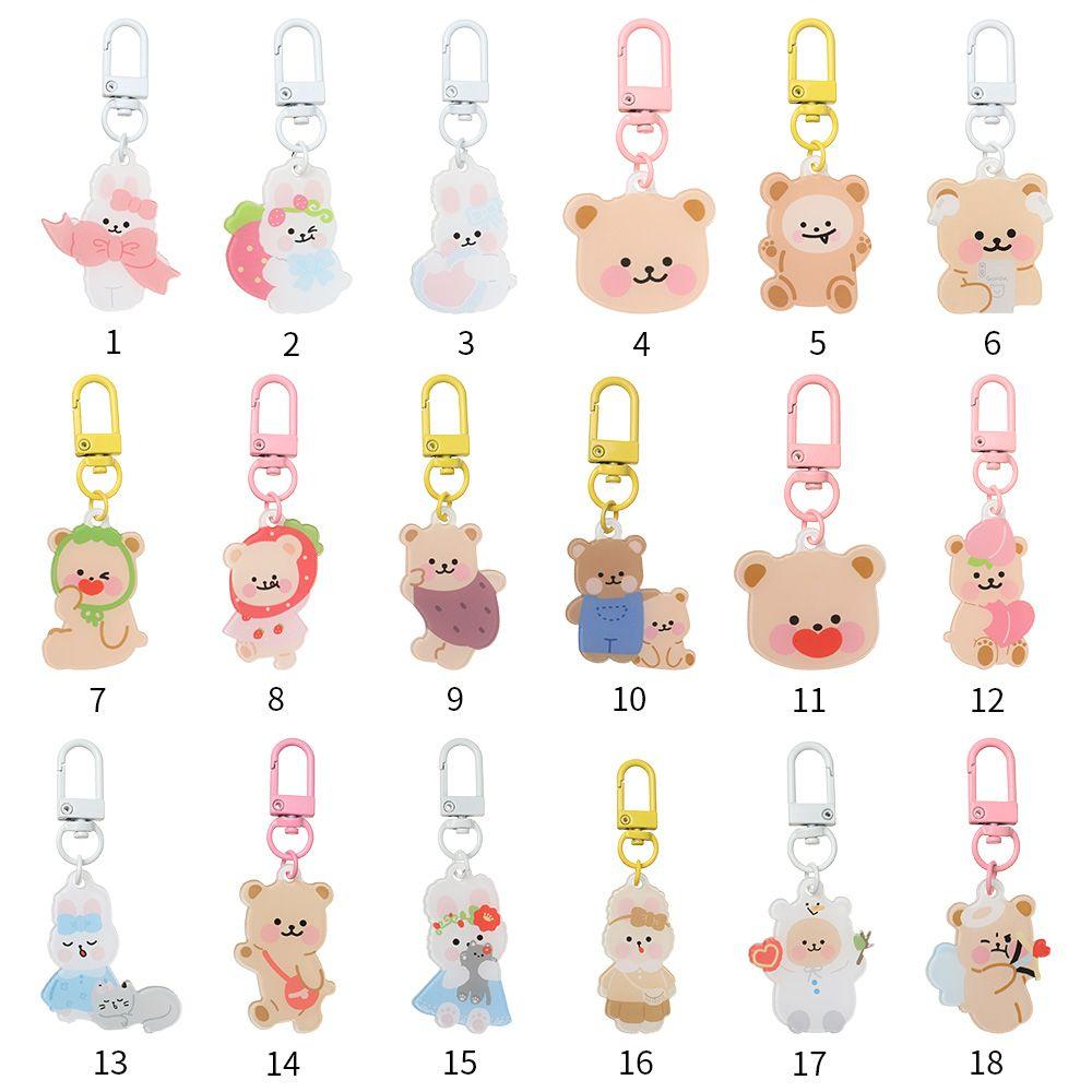Fashion Jewelry Acrylic Phone Chain Bag Pendant Rabbit Cat Bear Keyring Keychains