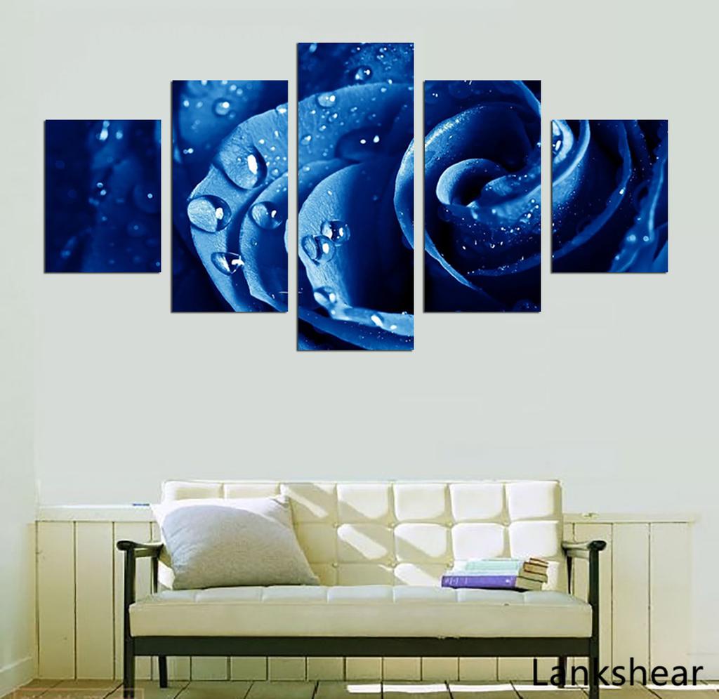 Большая голубая роза с цветочным принтом на холсте, настенные художественные постеры и принты, большие современные цветы, домашний декор, принт, мульти-арт для спальни