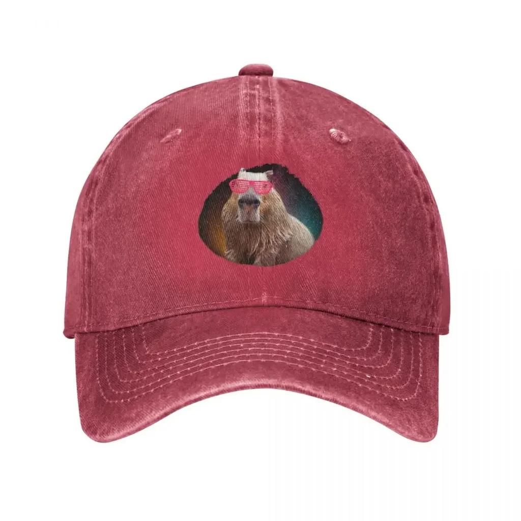 Винтажная Капибара Подарок Бейсболка Унисекс Потертая Джинсовая Кепка-Snapback Забавные Животные Шляпы для Активного Отдыха Кепка