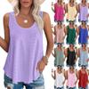 Plus Size Eyelet Cut Out Tank Top, Casual Scallop Trim V Neck Sleeveless Top For Summer, Women's Plus Size Clothing