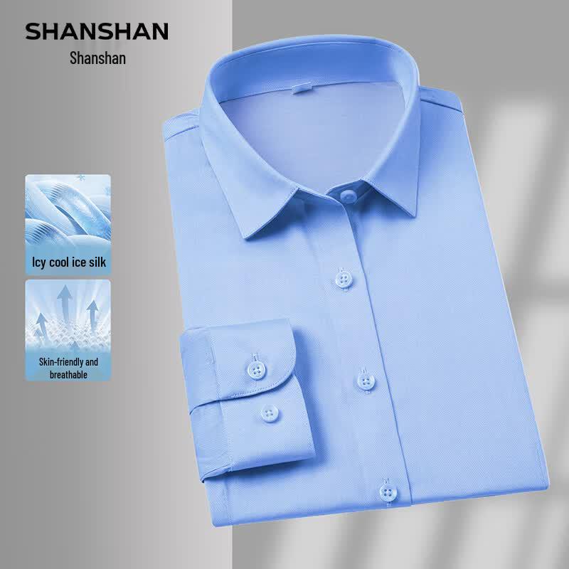 SHANSHAN Men's Stretch Long-Sleeve Button-Down Shirt