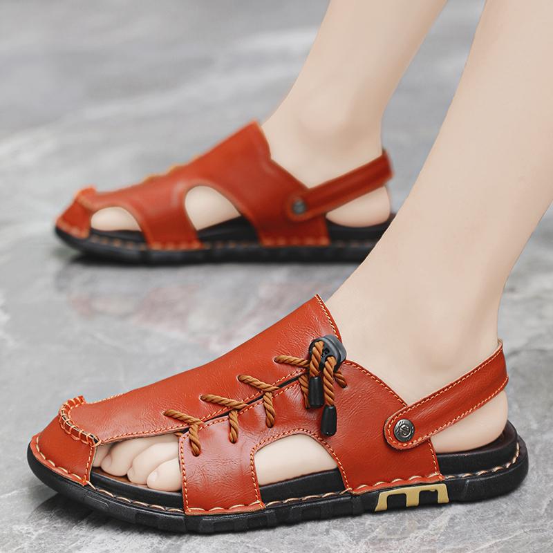 Fashion CYYTL Mens Slippers Casual Summer Shoes Beach Sandals Outdoor Slides Leather Walking Comfort Luxury Designer Fashion Lightweight