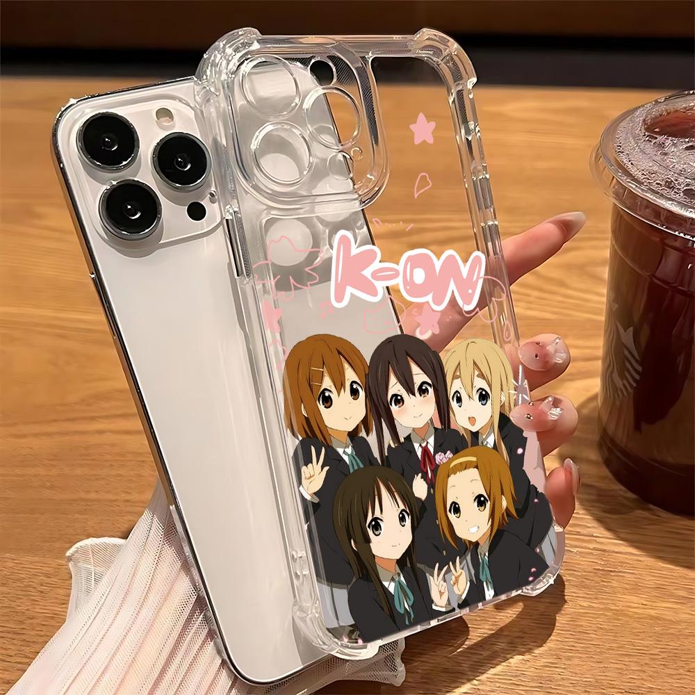 Japanese Anime K-ON! Phone Case For iPhone 16e 16 15 14 13 12 11 Mini Pro Max X XR XSMax 7 8 Plus Anti Fall Transparent Cover