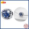 100% S925 Sterling Silver Firefly Charms Evil Eye Hot Air Balloon Blue Charms Fit  Original Bracelet DIY Jewelry Making