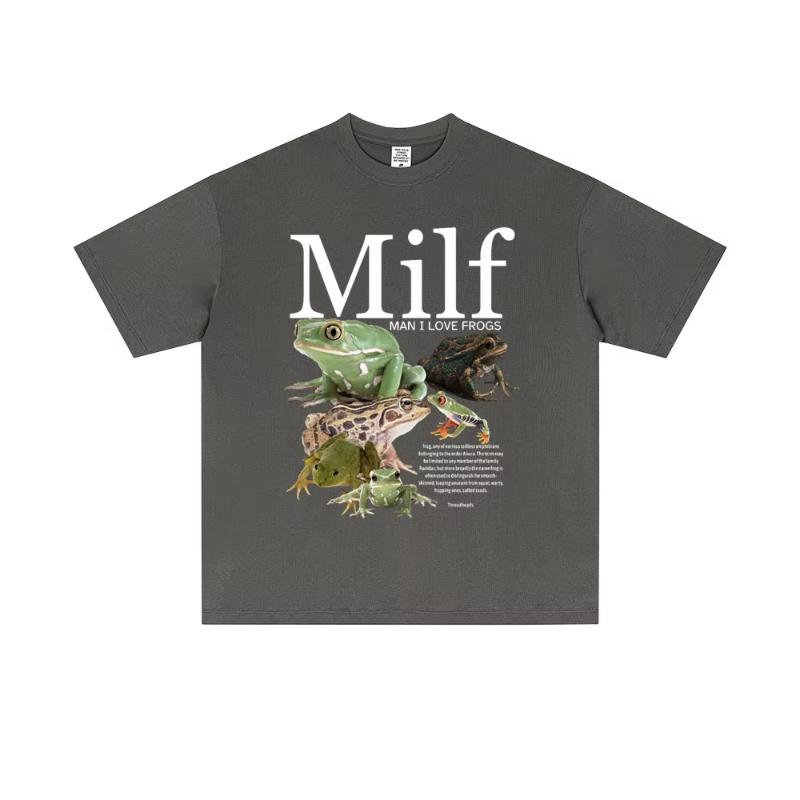 MILF Unisex I Love Frogs Funny Frog Amphibian Lovers Meme T Shirt Unisex Women Casual Cotton Vintage Short Sleeve Oversized Tshirts