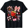 Boho Strawberry Coquette Bows Strawberry Festival Summer T-Shirt