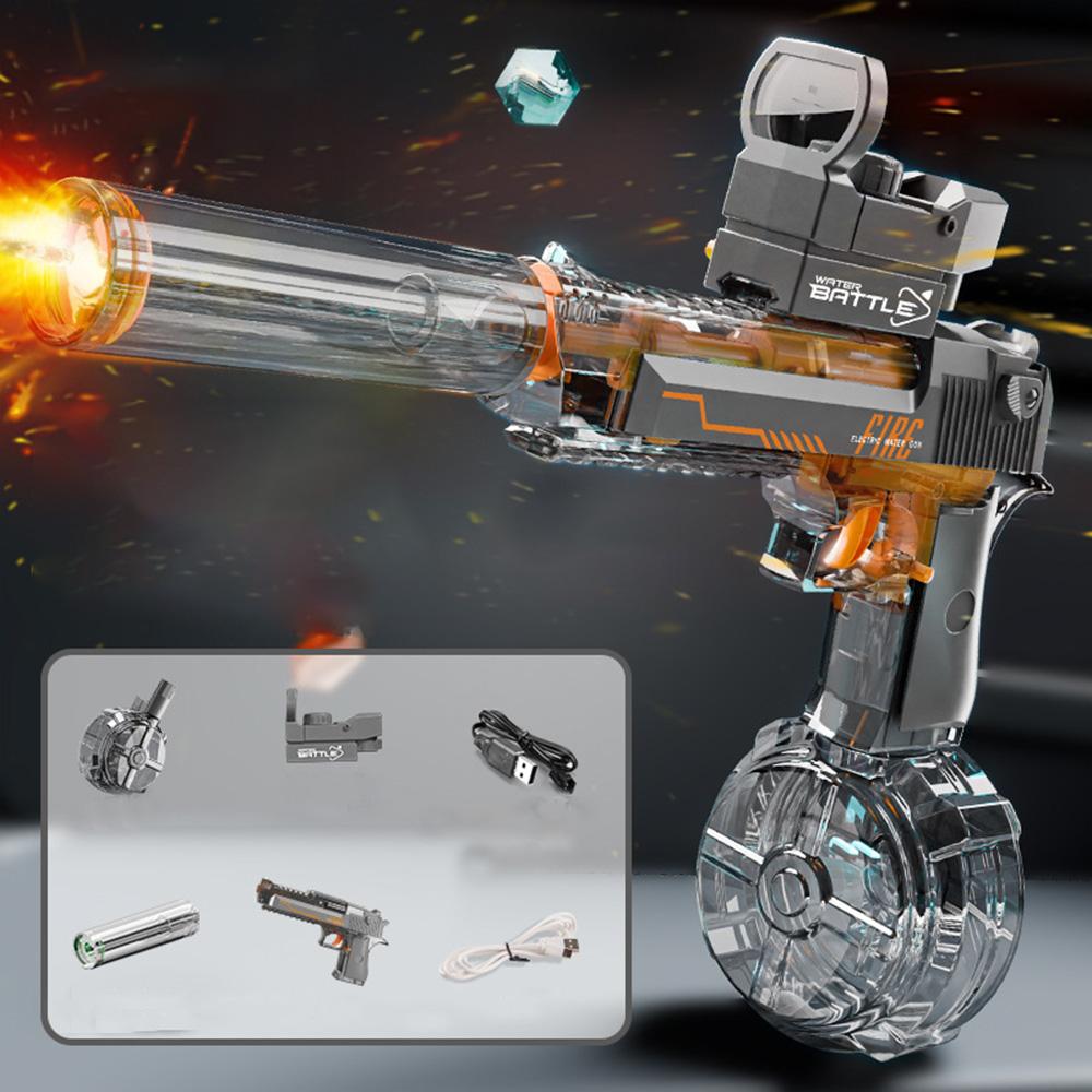 Водяной пистолет Реалистичные светодиодные эффекты 2025 Лето Электрический водяной пистолет Детская игрушка Полностью автоматическая непрерывная стрельба Водяной пистолет