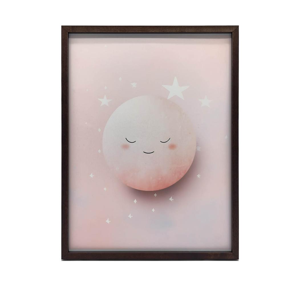 Tajemniczy Różowy Księżyc Tajemniczy Różowy Księżyc, 50X70 Cm, Rama Aluminiowa Złota, Papier Matowy 230 Gsm