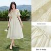Xiangying Women's Puff Sleeve Square Neck Linen Blend Dress