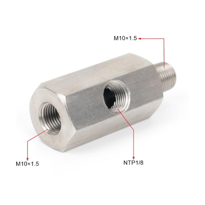 Oil Pressure Sensor Connector Feed Line Gauge Tee Adapter Oil Pressure Sensor Tee 1/8"NPT Female To M12 M10 M14 1/8NPT 1/4NPT