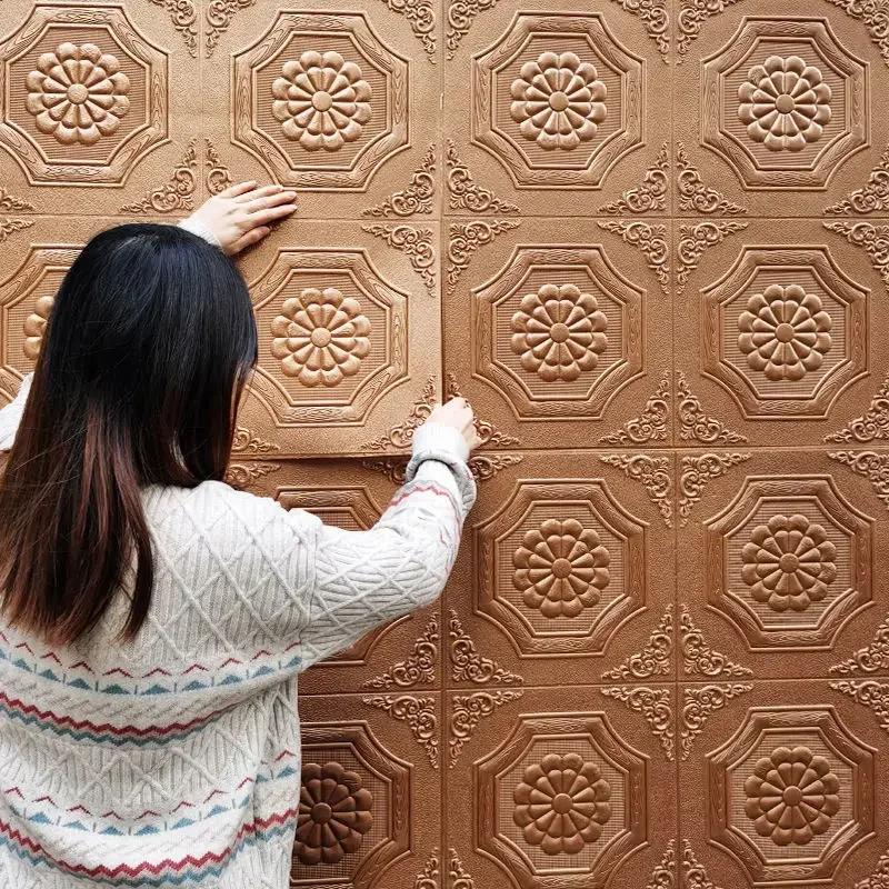 20 шт. 3D Обои Наклейки на стену Самоклеящаяся пенопластовая панель Домашний декор для гостиной Спальни Потолок ТВ Стена Искусство 35X35 см
