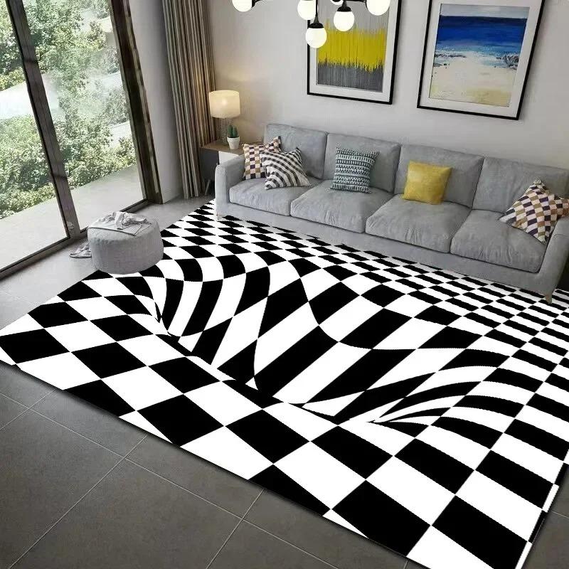 Teenager 3D Effect Vortex Illusion Carpet Entrance Living Room Bedroom Rug Geometric Optical Doormat Illusion Home Decor Mat