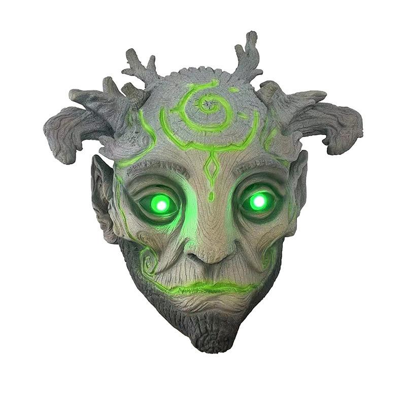 Halloween Green Elf Old Man Mask, Forest Elf Latex Tree Spirit Mask, Costume Party Headgear