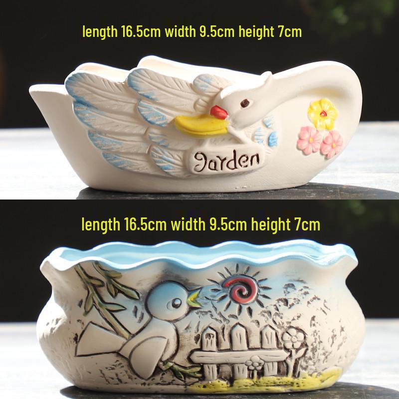 Мультяшный грубый керамический большой керамический горшок для суккулентов в стиле книжки с картинками