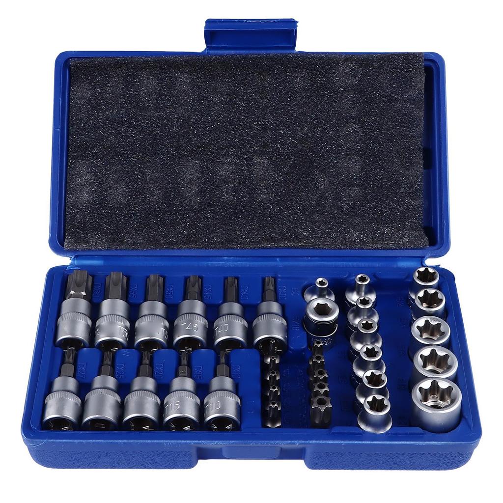 Набор торцевых бит-звездочек 34 шт. с ящиком для хранения для ремонта и обслуживания велосипедов, мотоциклов, автомобилей