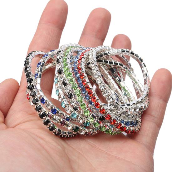 Роскошный женский однорядный браслет с инкрустацией стразами, эластичный браслет, ювелирные изделия
