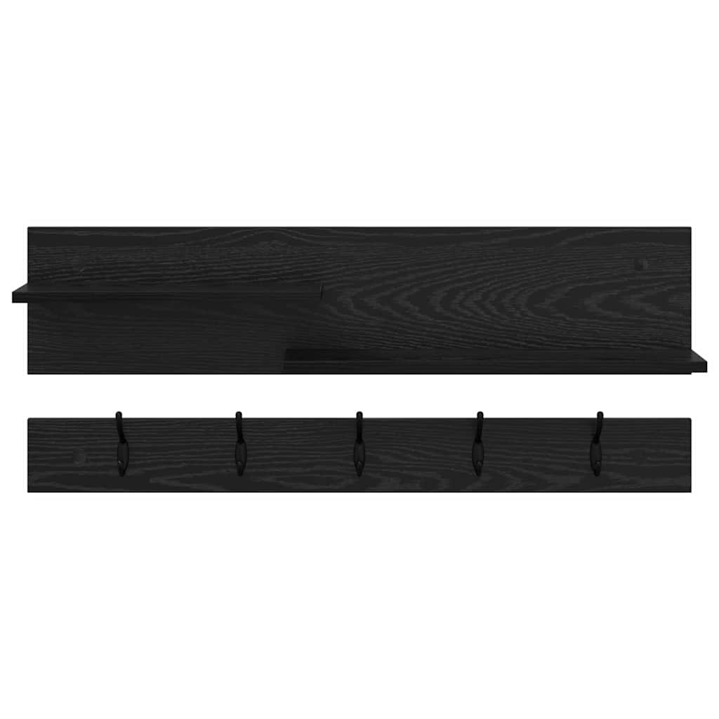 Wall Mounted Nightstand Black Oak Effect 90 x 15 x 36 cm