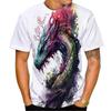 Dragon Floral 3D Print T-Shirts Men Fashion O-Neck Short Sleeve T Shirt Oversized Harajuku Y2k Tops Tees Men Clothing